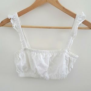 White bandeau top with off the shoulder straps